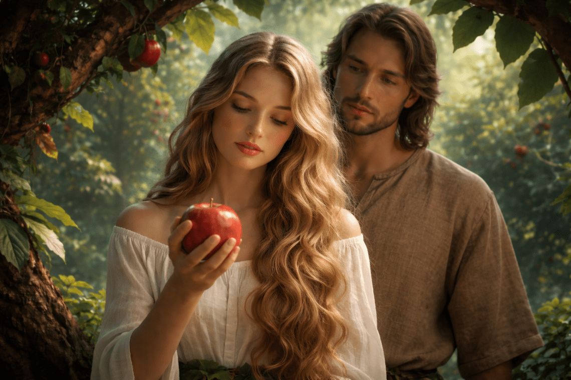 Adam und Eva im Garten Eden.